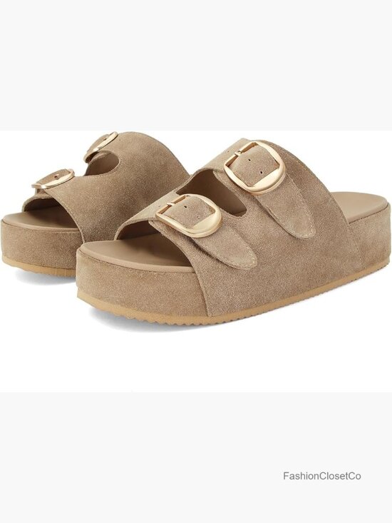 Shoes - Woven Straw Crochet Platform Wedge Sandals with Adjustable Double Buckle Strap